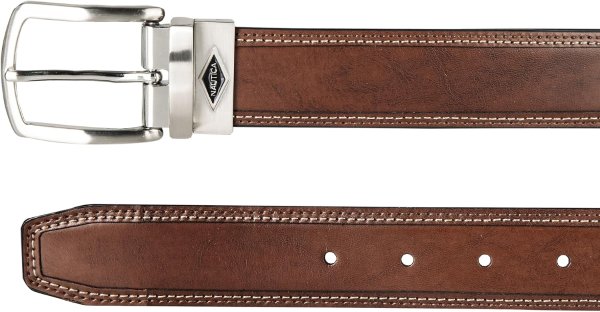 Nautica Men's Reversible Leather Belt Metal Buckle