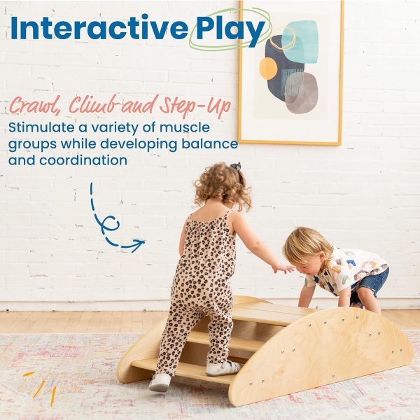 Wooden Rocking Boat Play Center Natural