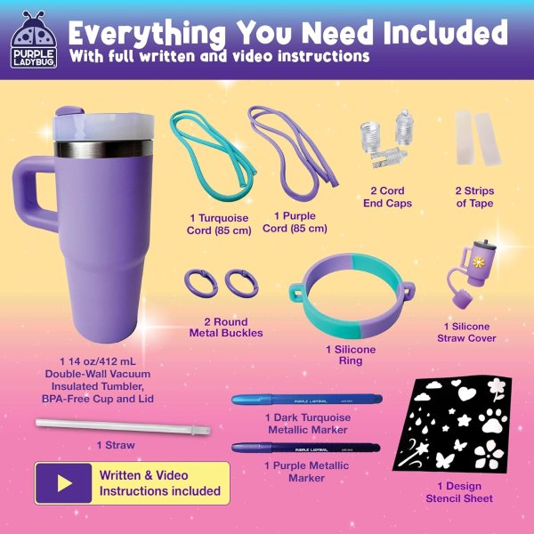 DIY Kids Stainless Steel Insulated Tumbler 14oz