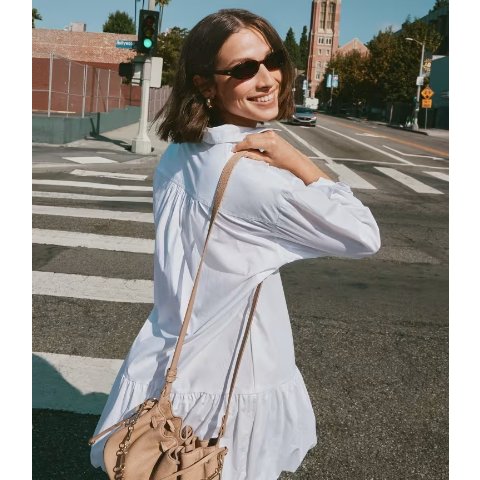 Poplin Bubble Hem Mini Pocket Shirtdress