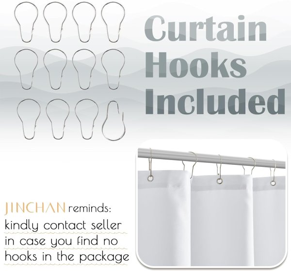 jinchan Ombre Grey Shower Curtain 70x72 Inches