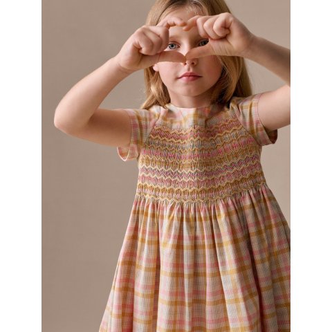 Bonpoint Duchesse Kids Dress Organic Cotton Check