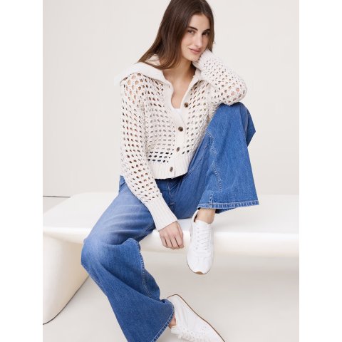 GapBanana Republic Cotton Open-Stitch Cardigan