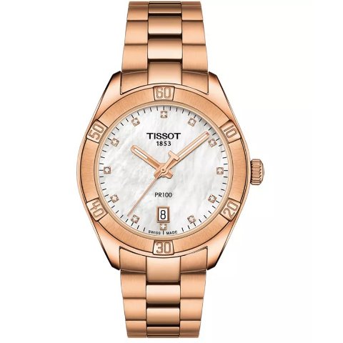 PR 100 女士玫瑰金钻石腕表 36mm