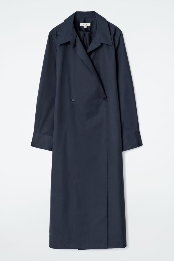 Double-Breasted Midi Shirt Dress Navy