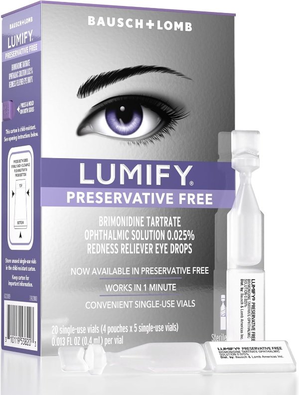 Preservative Free Redness Eye Drops 20 Vials