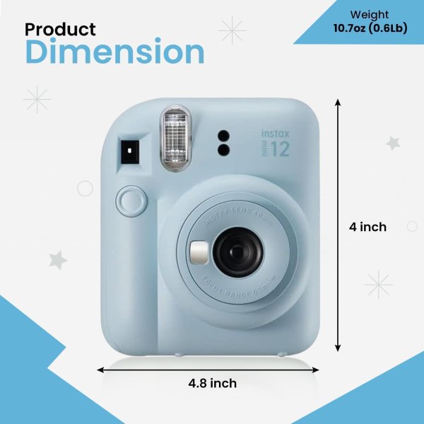 FUJIFILM Instax Mini 12 Camera Holiday Bundle Pastel Blue
