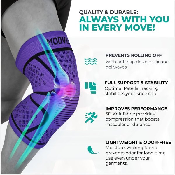 Modvel Knee Braces Purple XS 2 Pack
