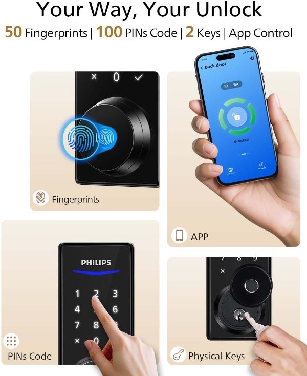 Fingerprint Smart Door Lock APP Control 9-Month Battery