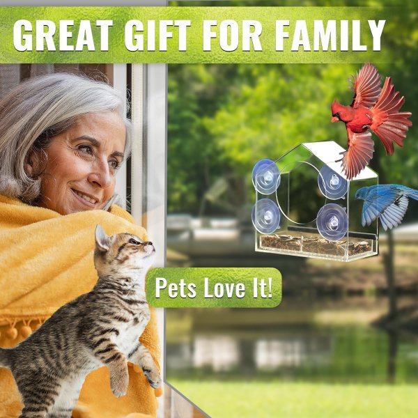 Clear Window Bird Feeder Removable Tray