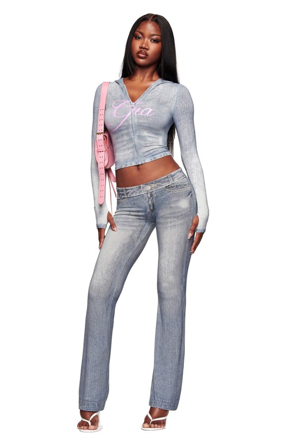 Blare Women's Denim Trompe L'oeil Pants