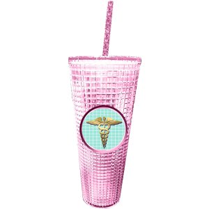 $3.59 Amazon.com | Spoontiques Diamond Tumbler, 20oz - Textured Cup w/Staw, Double Wall Insulated, BPA Free - Nurse: Tumblers & Water Glasses