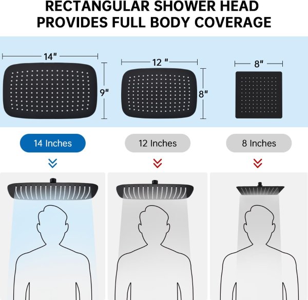 G-Promise 14 Inch All Metal Shower Head Set Matte Black