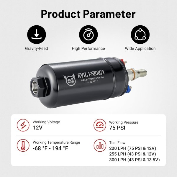 EVIL ENERGY Inline Electric Fuel Pump 300LPH 12V