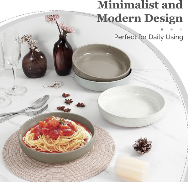 HaWare Ceramic Pasta Bowls 33oz Set of 6