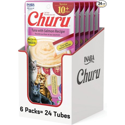 INABAINABA Churu Senior 10+ Cat Treat Tuna Salmon 24 Tubes