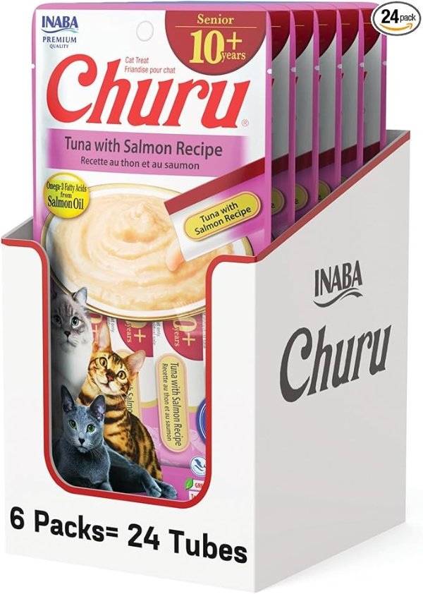 INABA Churu Senior 10+ Cat Treat Tuna Salmon 24 Tubes