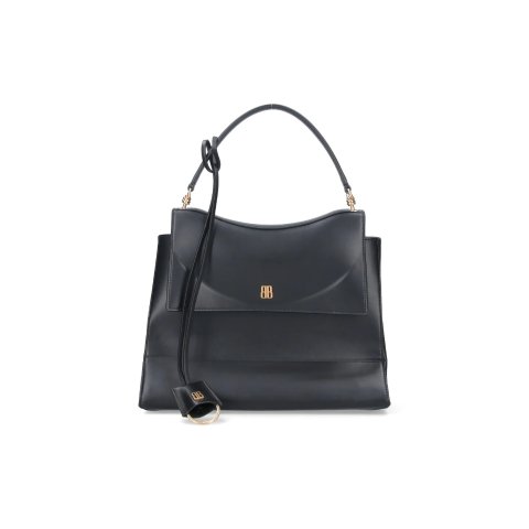 BB Leather Top Handle Bag Black