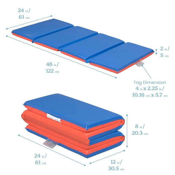Premium Folding Rest Mat 4-Section 2in Blue/Red