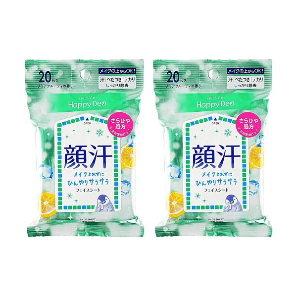 Mandom Happy Deo Facial Wipes 20 Count