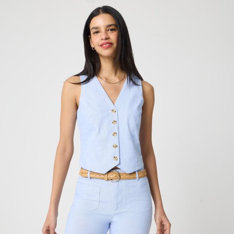 Factory Striped Button-front Vest Women