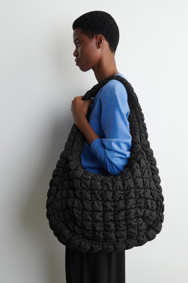 Oversized Quilted Crossbody Bag Black