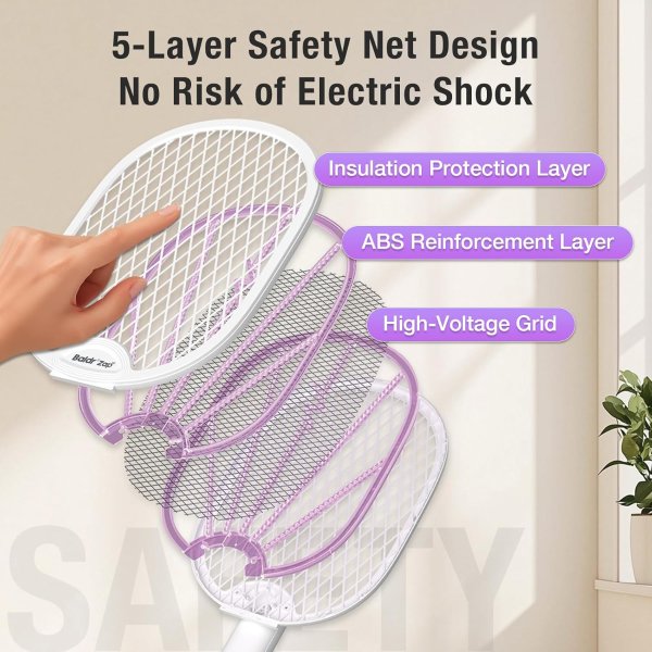 BALDR Electric Fly Swatter 2-in-1 Purple Lamp 2 Pack