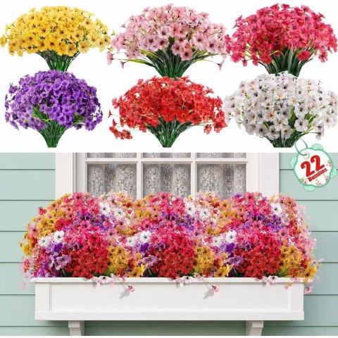 Powbrace Artificial Flowers 22 Pack Multi-Colour