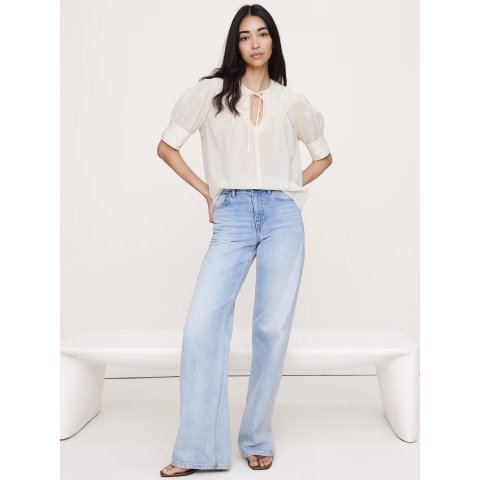 Banana RepublicBanana Republic Cotton Inset Lace Top