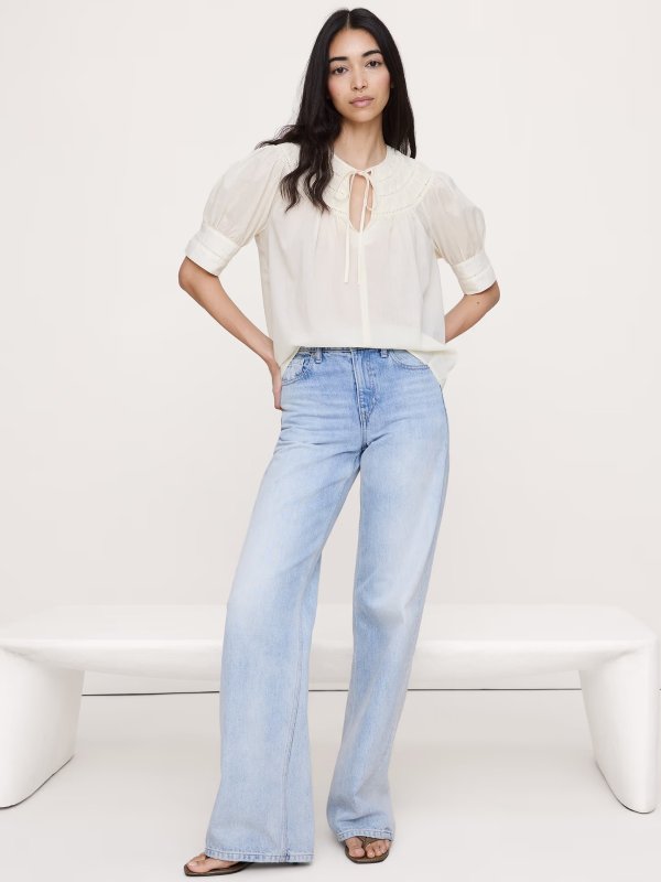 Banana Republic Cotton Inset Lace Top