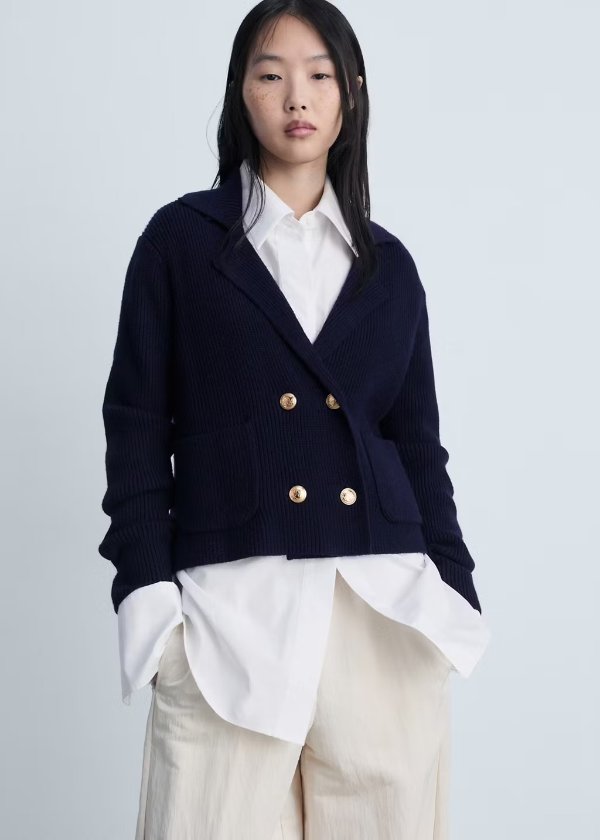  双排扣针织夹克 女