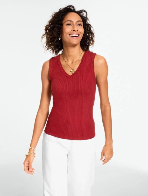  Ribbed Tank Crochet Trim