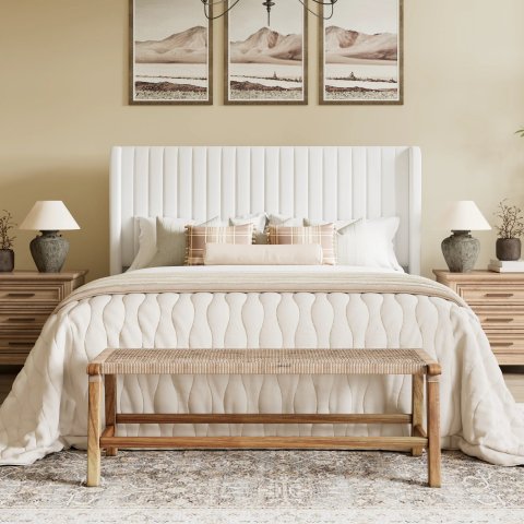 Willa Arlo Candler Velvet Platform Bed with Wingback
