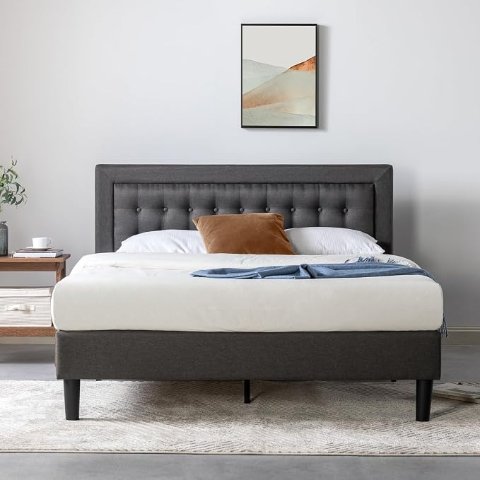  Dachelle Upholstered Bed Frame Dark Grey Queen