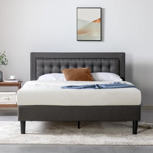  Dachelle Upholstered Bed Frame Dark Grey Queen