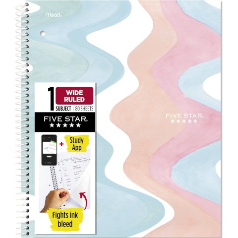 FiveStar Five Star Spiral Notebook 930060F Water Resistant Cover 80 Sheets