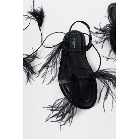Ann DemeulemeesterSukhada 女士真皮平底凉鞋 黑色