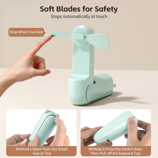 Morelax Mini Handheld Fan Foldable USB Rechargeable