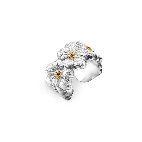 Blossoms Silver Diamond Ring