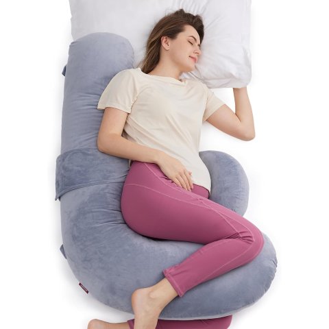 Momcozy F型孕妇枕 天鹅绒灰色