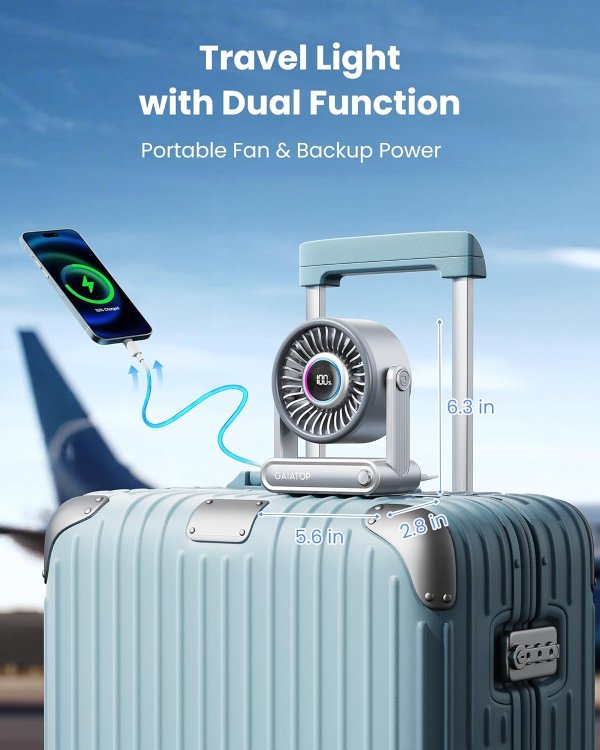 Gaiatop Portable Desk Fan 6000mAh Silver