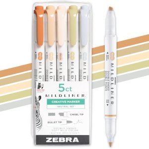 Zebra Pen 双头荧光笔 5支 中性复古色