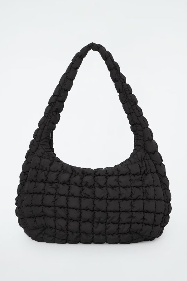 Oversized Quilted Crossbody Bag Black