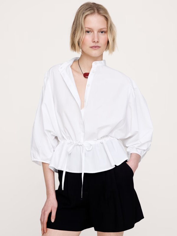 Banana Republic Cotton Poplin Tie-Waist Top