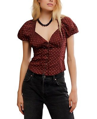 Free People Women's Printed Sweetheart Blouse