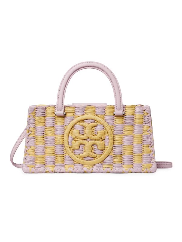 Ella Checkered Crochet Top Handle Bag
