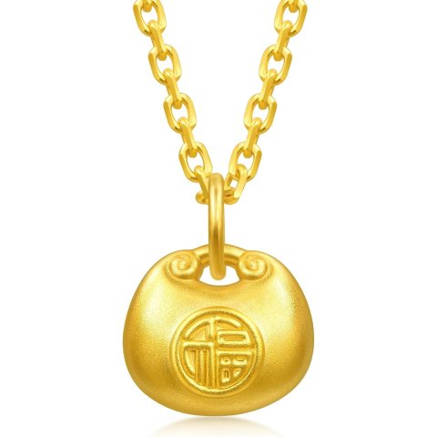 999 Gold Fu Lock Pendant 0.37g