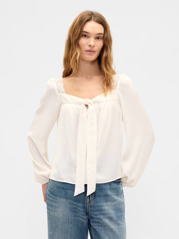 Factory Oversized Lace-Trim Top
