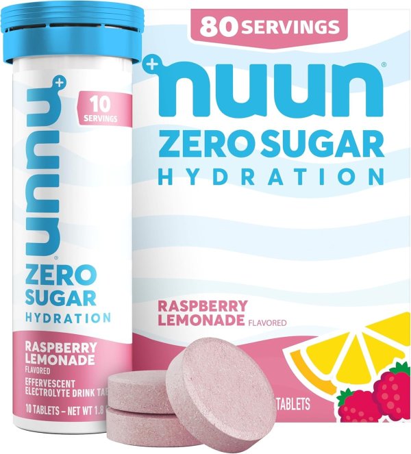 Nuun Zero Sugar Electrolyte Tablets Raspberry Lemonade 80 Servings