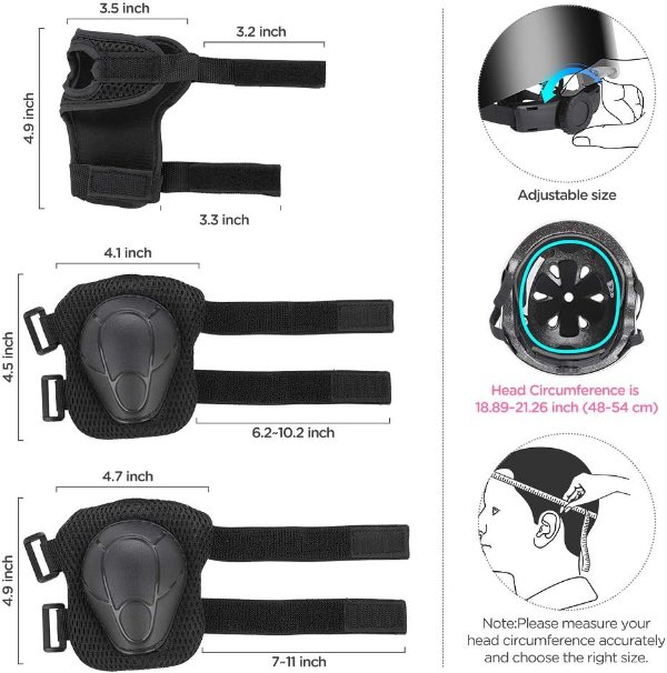 DaCool Kids Helmet Set Adjustable for Ages 3-10